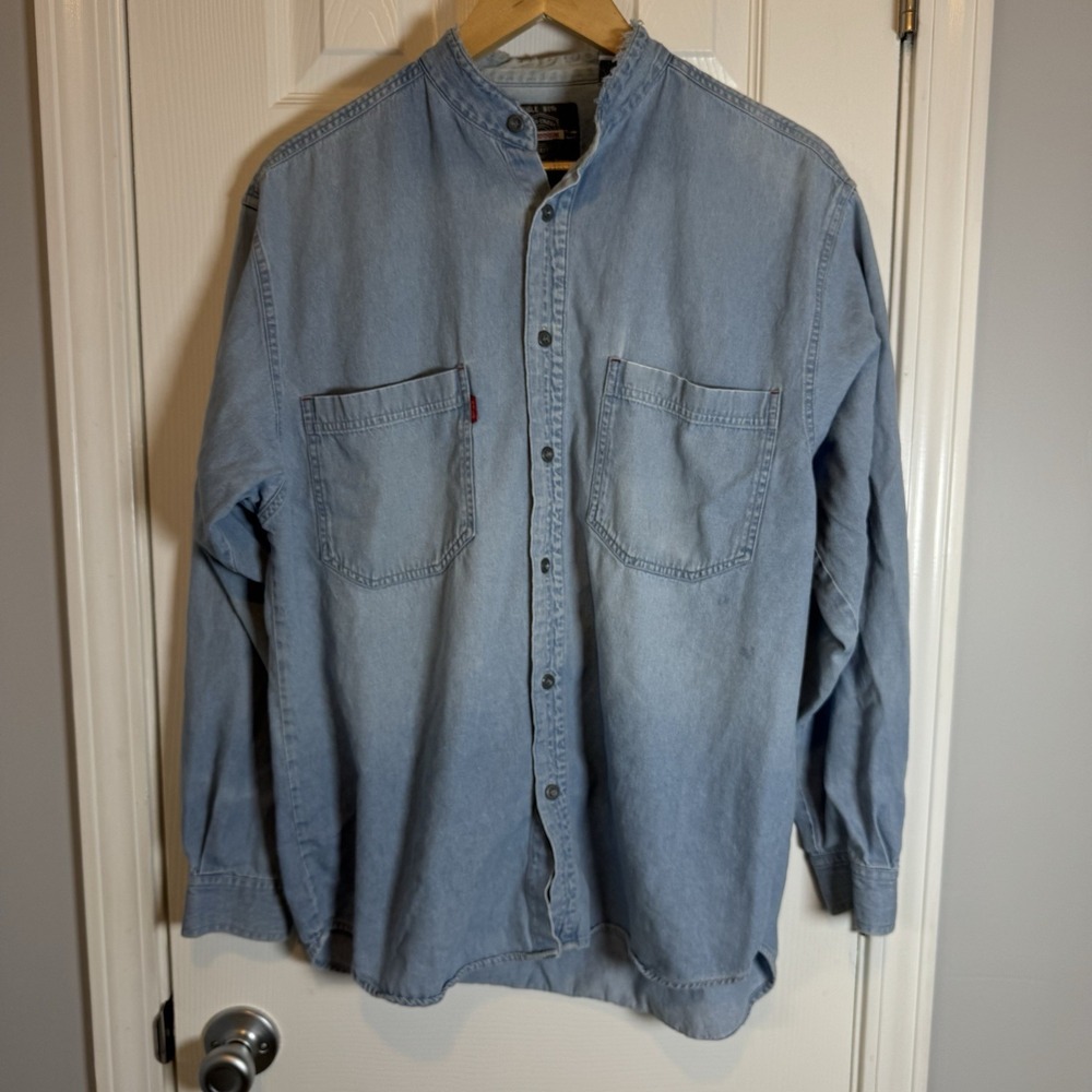 BUGLE Boy Millennium Vintage Gold Crest Denim Jean Shirt Y2K Men's M Distressed